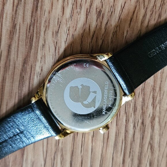 Karl Lagerfeld Women Watch Black Leather Band Gold Tone Case WristWatch main image 5
